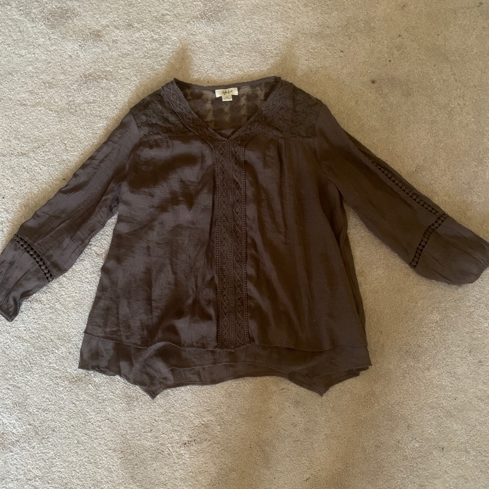 long sleeve brown top